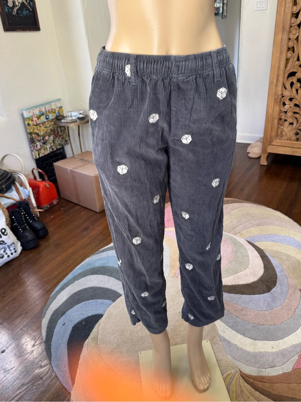 Urban Outfitters Gray Corduroy Pants with Dice Motif size S